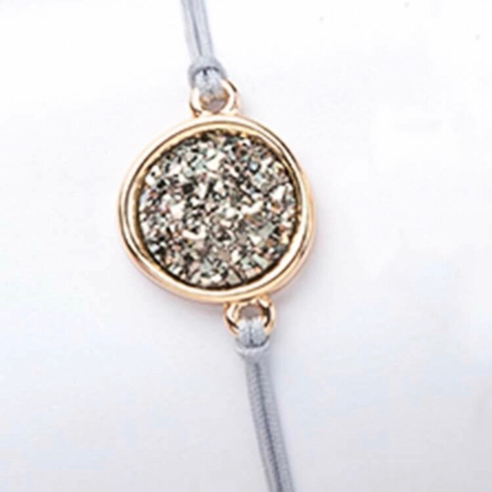 Gold & Gray Druzy String Bracelet - Picture 2 of 4